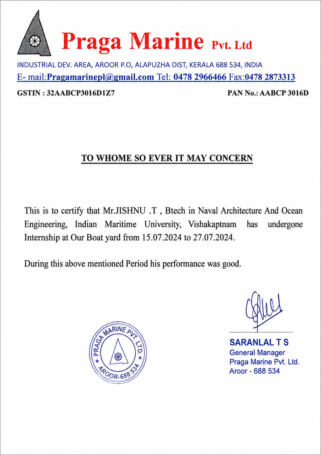 Naval Architecture Intern — Composite Division